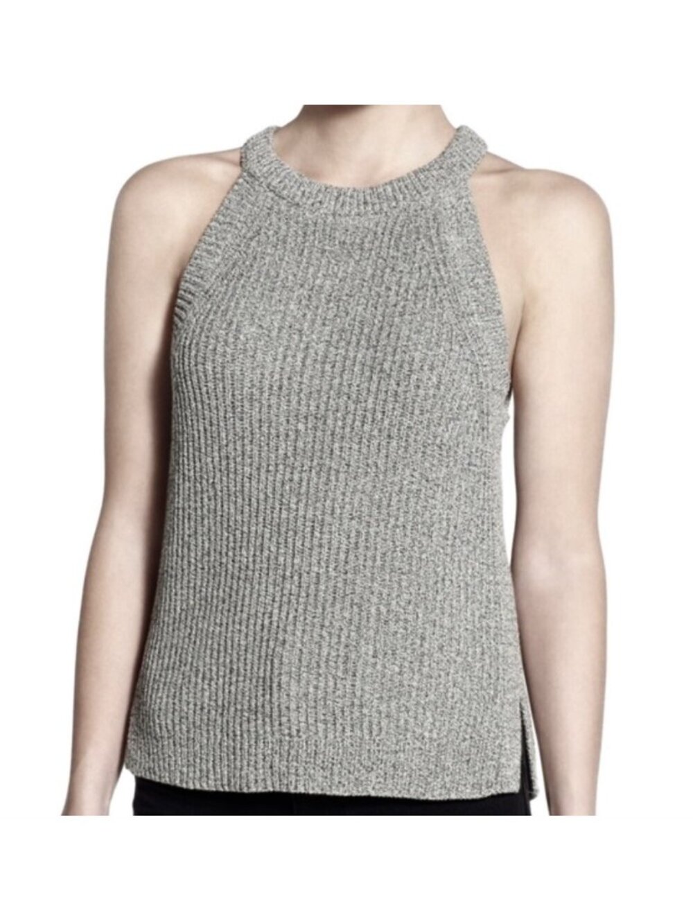 Madewell Size XXS Grey Knit Sweater Mock Halter Top Cotton Blend